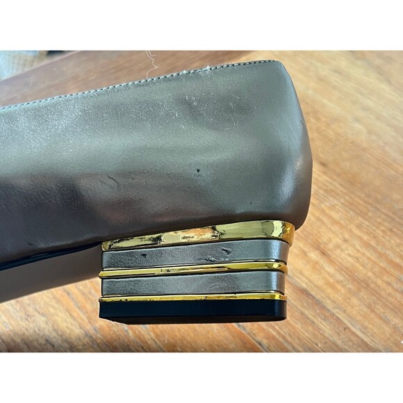 vtg 80 Annie gold slip on loafer block heel pump shoes xoxo metallic retro 7M - Picture 9 of 9